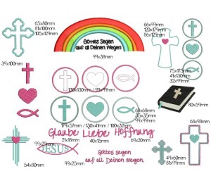 Stickserie - Christliche Symbole zur Taufe - christliche Motive